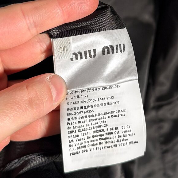 Miu Miu 2018 Pearl Buttons Crystal Lace Cuffs Black Blazer - Picture 9 of 11